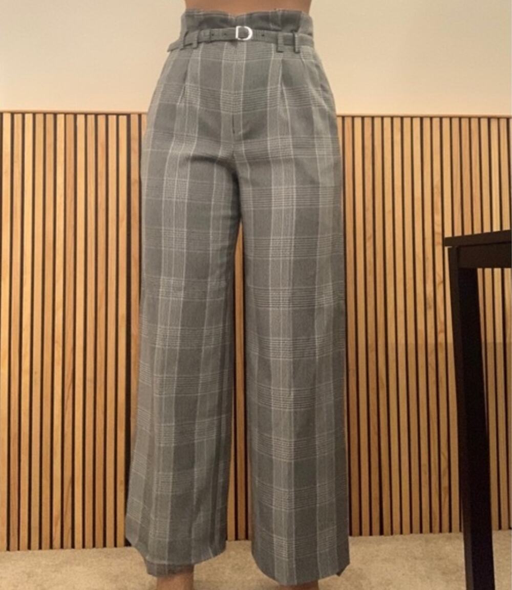Express Gray Houndstooth Glen Plaid High Rise Wide Leg Dress Pant Trousers Sz 14